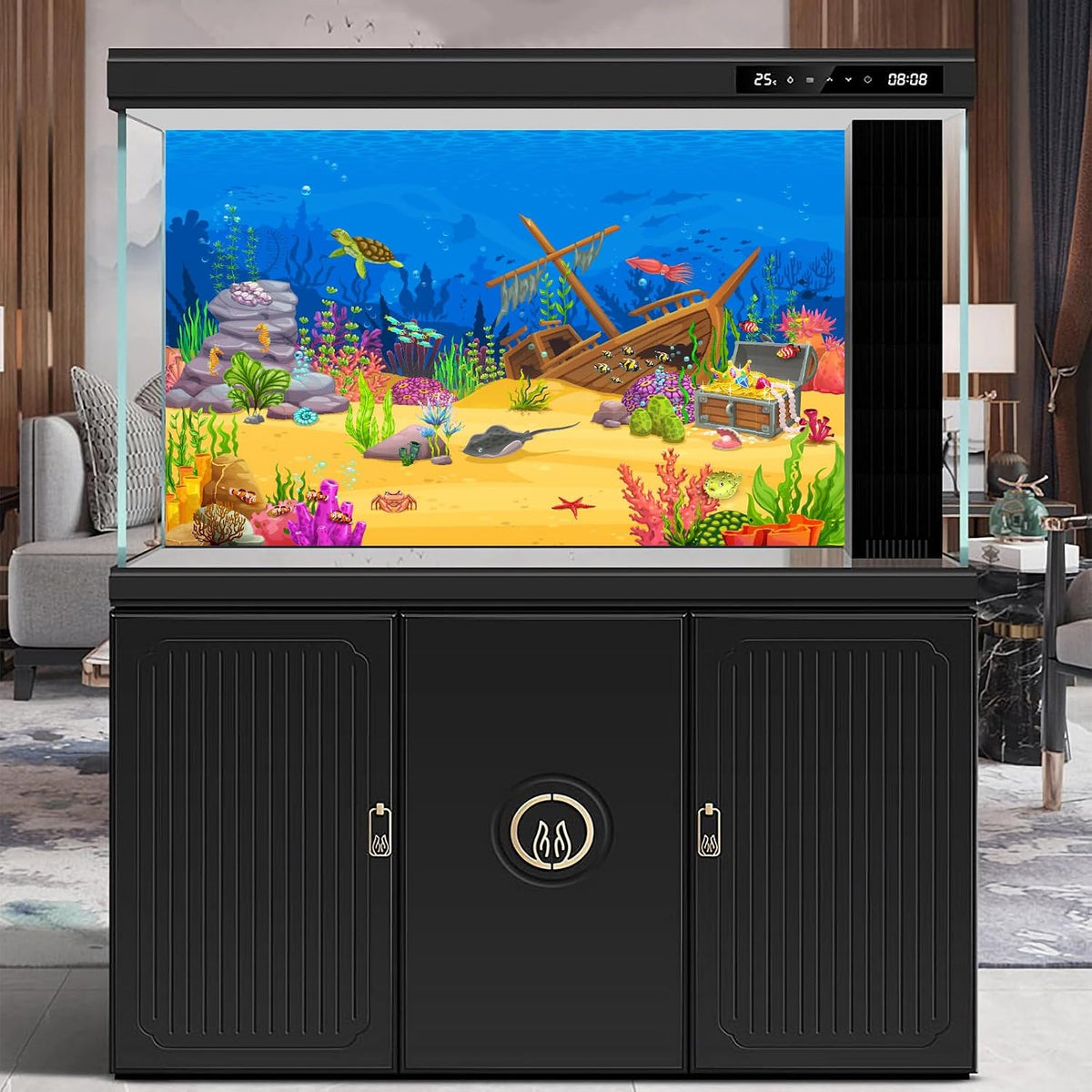 Under The Sea Aquarium Background Turquoise Underwater World Theme - 36(W)x20(H)in / Light Blue - image 2