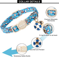 ARING PET 2 Pack Cat Collar-Cute Cotton Cat Collar Breakaway - Dinosaur&Baseball - image 3