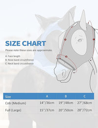 Harrison Howard Horse Fly Mask with Forelock Opening Stretch Breathable and Comfortable for Horses UV -Protection Ice Blue L