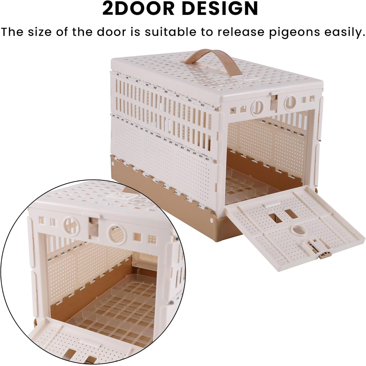 Plastic Foldable Pigeon Cage with Handle, S, Two Doors – Essentials for Birds - 12.6"L x 7.9"W x 8.7"H - image 3