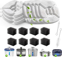 Cat Water Fountain Replacement Filters-12 Pack Cat Fountain Filters - 8 Filters+8 Sponges