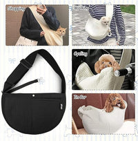 NATUYA Small Dog Carrier Sling Cat Sling-Dog Slings for Carrying Small Dogs-Adjustable Strap Hand Free Pet Puppy for Outdoor Traveling Subway (Black, Canvas-Adjustable Strap)