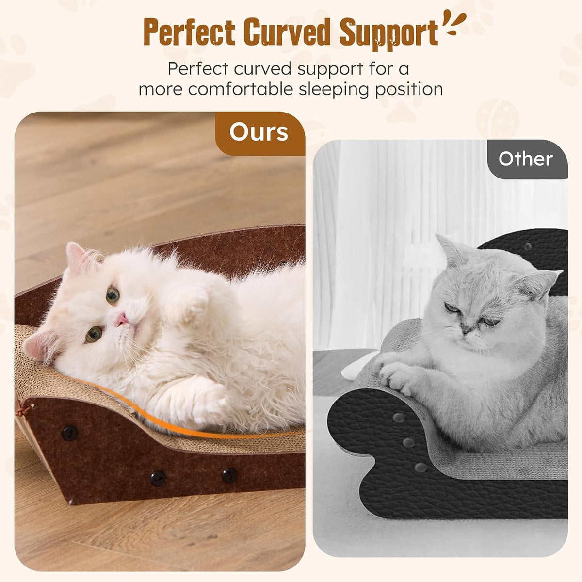 26'' Cardboard Cat Scratcher Bed for Indoor Cats, 1PC, Brown – Essentials for Cats - 1PC-Black - image 3