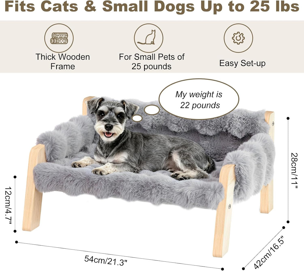 Elevated Cat Couch Bed for Indoor Cats - Gray - image 2