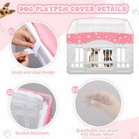 2 Pack Dog Playpens Cover and Bottom Mat Fits 4 Panels - Pink - image 4