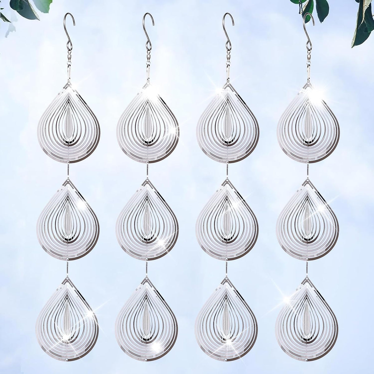 ToBeAce stainless steel bird deterrents, silver 3D reflective wind spinners