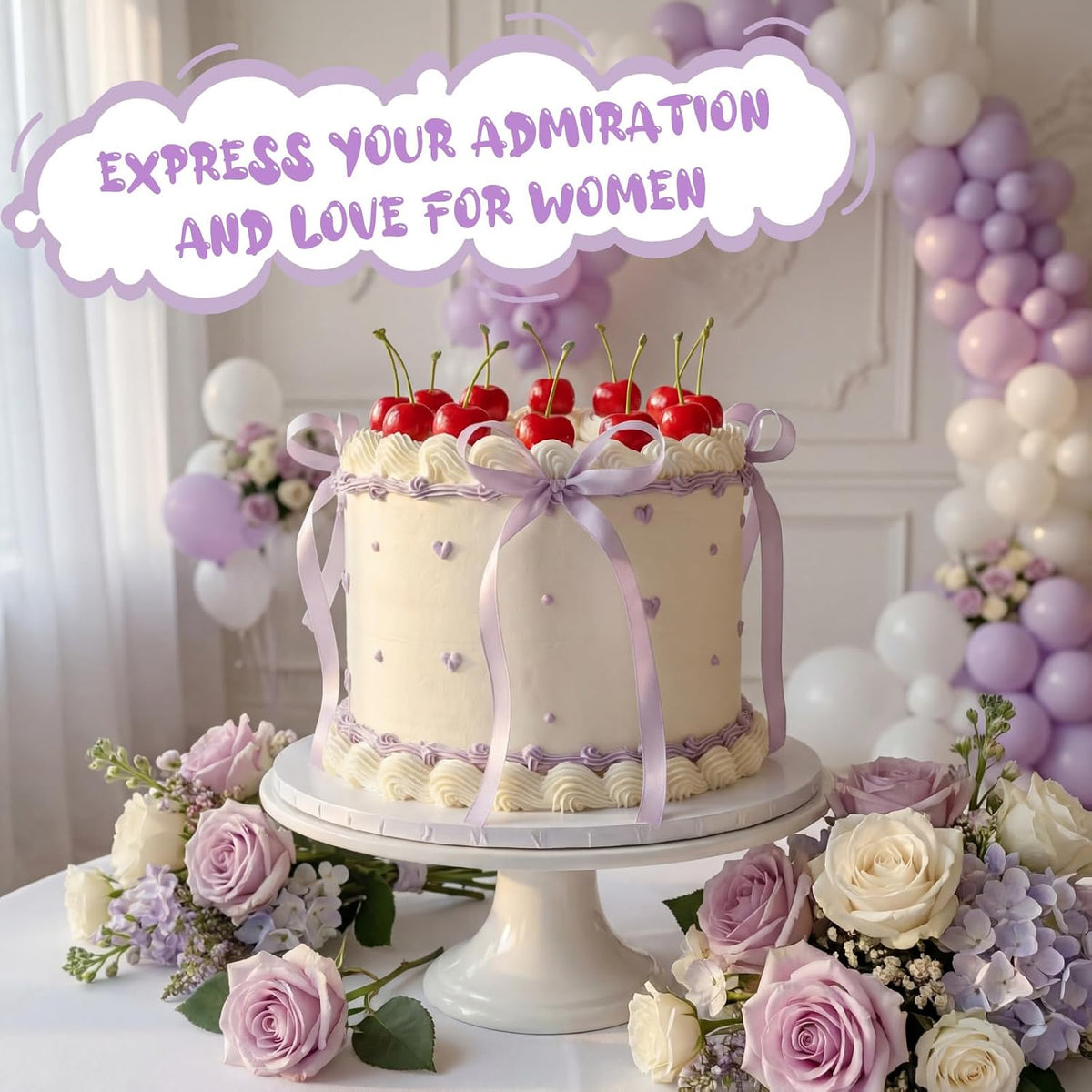 Chunful fake cherry cake toppers with red polyester bows - view 39