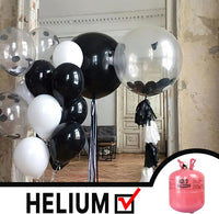 PartyWoo Metallic Silver Foil Balloons 20pcs Large Round Giant 4D - Black / 3 PCS-50 INCH - image 3