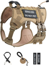 No Pull Tactical Dog Harness Medium Sized Dog, Service Dog Vest - Large(Chest:27.5-44.9",Neck:18.9-26.8") / Brown - image 4