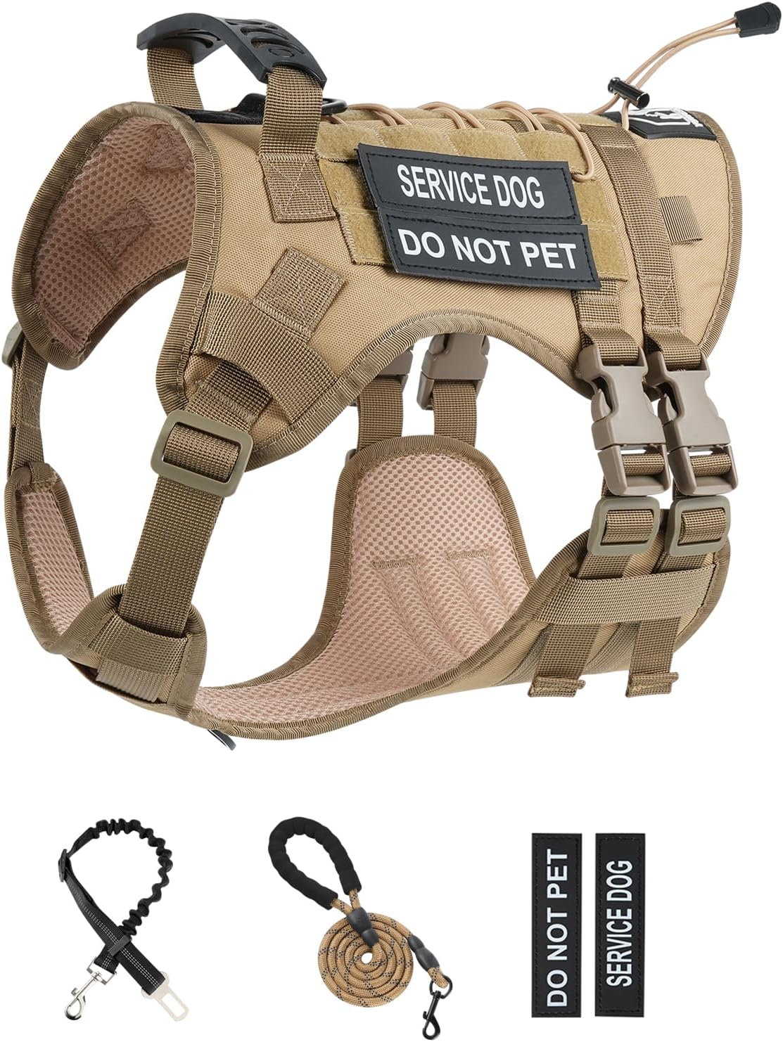 No Pull Tactical Dog Harness Medium Sized Dog, Service Dog Vest - Large(Chest:27.5-44.9",Neck:18.9-26.8") / Brown - image 4
