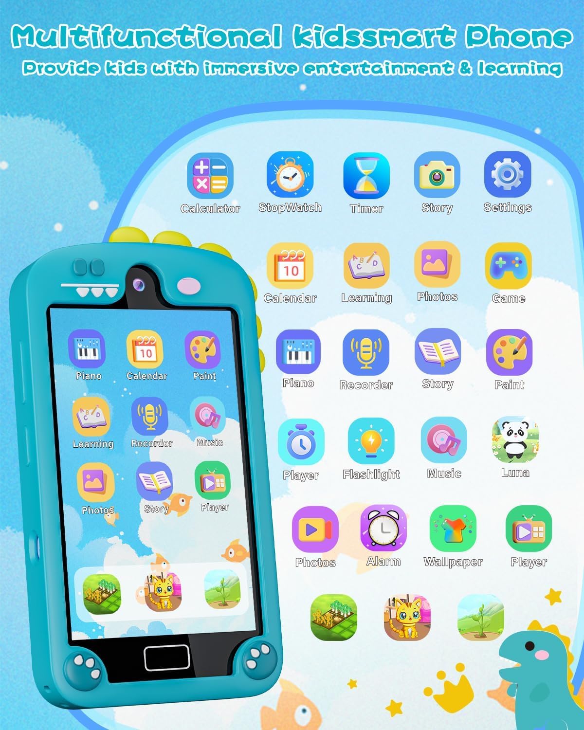 MOREXIMI pink kids smart phone with 2.8 inch touchscreen and holographic pyramid - view 14