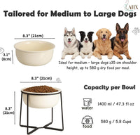 Ceramic Elevated Dog Bowls with Stand - Beige / XL - image 2