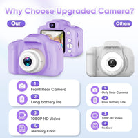 Seckton Upgraded Kids Selfie Camera - Purple White - image 2