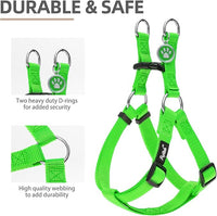 PUPTECK No Pull Dog Harness Soft Adjustable Basic Nylon Step in Puppy Vest Outdoor Walking with ID Tag, Green, M