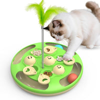 Cat Puzzle Feeder Toy, 3 in 1 Interactive Slow Feeder for Cats, Blue – Essentials for Cats - Green