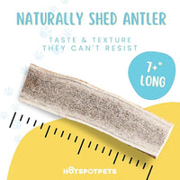 hotspot pets Premium Split Elk Antlers for Dogs - 7+ Inch Large Dog Antler Chews (4 Pack) Made in USA, Naturally Shed Antler Bone for Large Breed Aggressive Chewers - Promotes Dental Hygiene