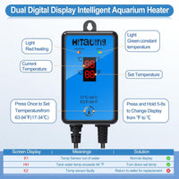 HiTauing Aquarium Heater, Upgraded 300W/500W Fish Tank Heater with Intelligent Leaving Water - 500W for 75-135 Gallon - image 2