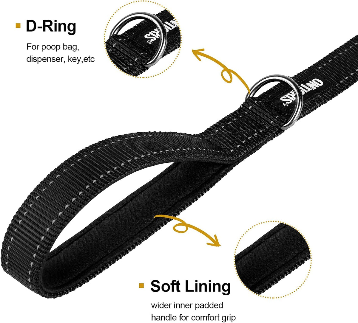 OneTigris No-Pull Dog Leash with Handle for Medium Large Dogs – Essentials for Dogs - Black / 4FT - image 4
