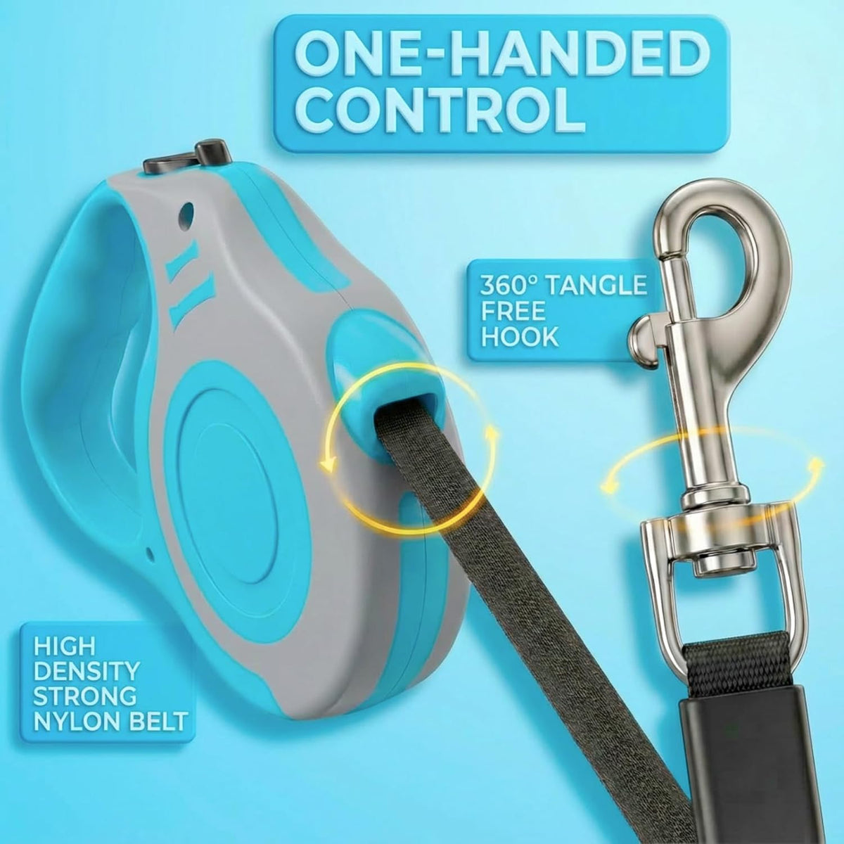 Retractable Dog Leash Lightweight 10/16FT Leash with Non-Slip Handle - Gray Blue / 16 FT - image 2