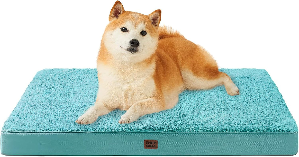 EHEYCIGA Orthopedic Dog Bed Large with Removable Washable Cover - 36*27*3.5 inches / Turquoise Blue