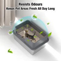 Suhaco Stainless Steel Litter Box Side Entry, Kitty Litter Mat and White Scoop Included Covered Metal High Sided Extra Large Cat Litter Box with Lid Removable Enclosure for Medium Cats (Tall Grey)