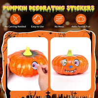Aowplc Halloween pumpkin face stickers for kids, 32 small faces on vinyl sheets - view 9