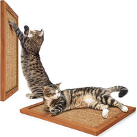Cat Scratching Post - BXL, Natural Wooden Sisal Cat Wall Scratcher, Floor or Wall Mounted Vertical - Double