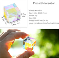 Colorful 20mm K9 Optical Crystal Glass Prism For Physics Teaching – Fun for Kids & Family - 25mm X-Cube - image 2