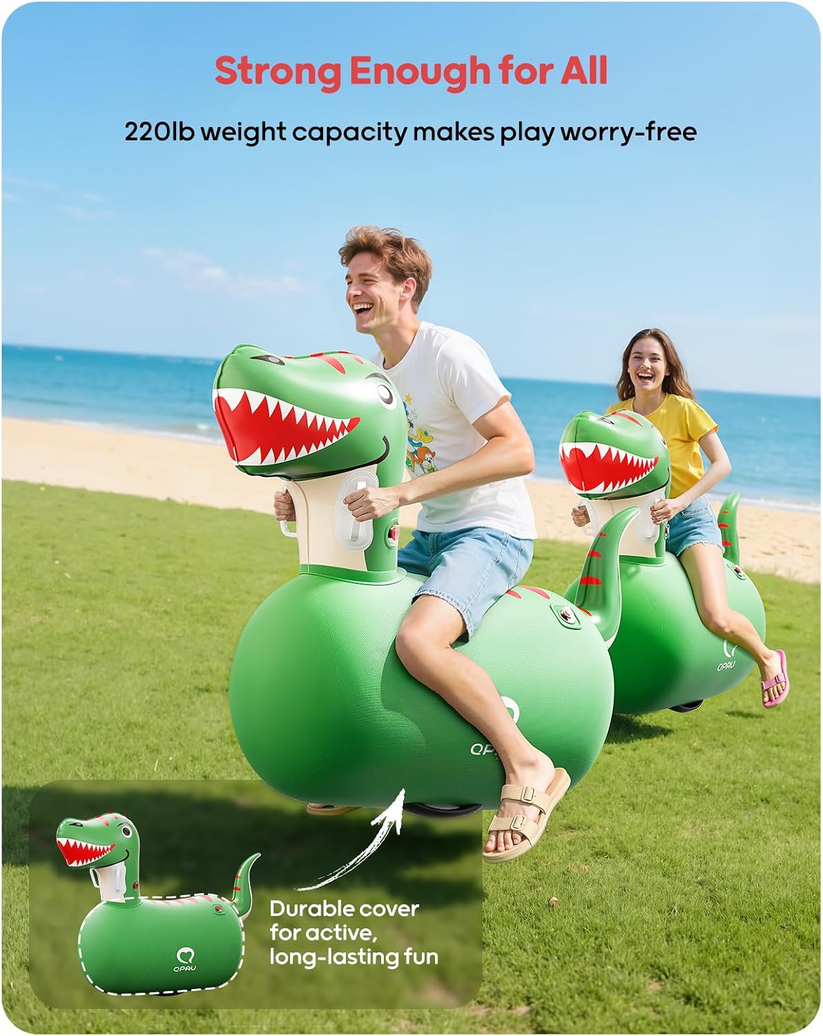 QPAU Inflatable Dinosaur Bouncy Hopper Toy - Dinosaur / 2 Pack - image 4