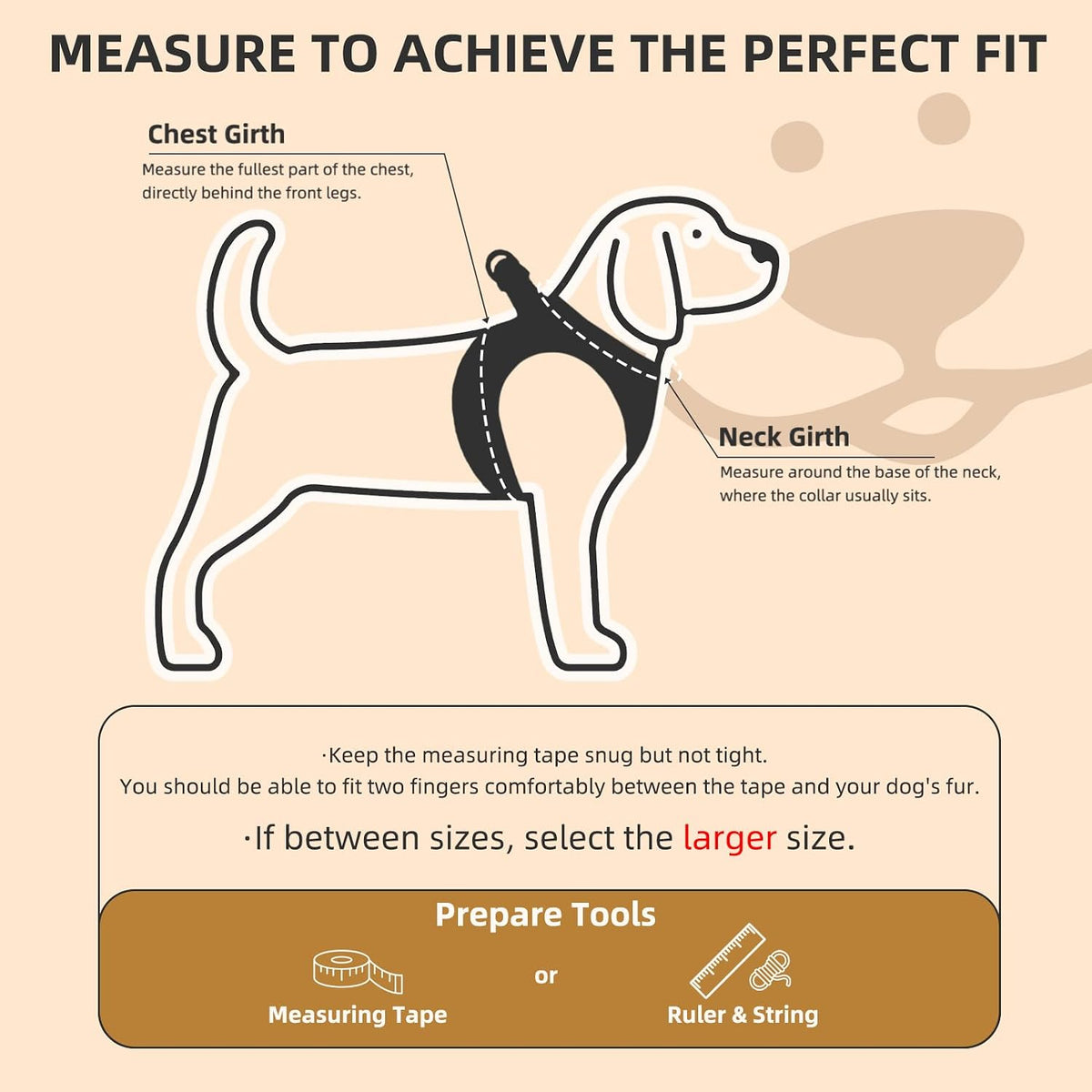 PUPTECK Dog Harness, Collar and Leash Set No Pull for Small Medium Sized – Essentials for Dogs - Beige / S (CHEST 14.5"-16") / Patterned Harness Collar and Leash Set - image 2