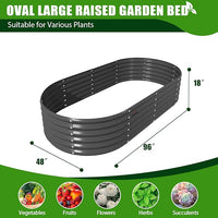 A ANLEOLIFE 8X4X1.5 ft Galvanized Raised Garden Beds Outdoor, Oval Large Metal Planter Box for Planting Vegetables Flowers Herb, Anti-Rust & Easy-Setup, Quartz Grey