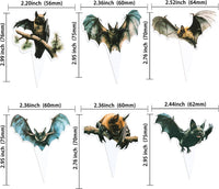 Gyufise 24Pcs Halloween Bat Cupcake Toppers Black Glitter Bat - Brown Blue - image 2