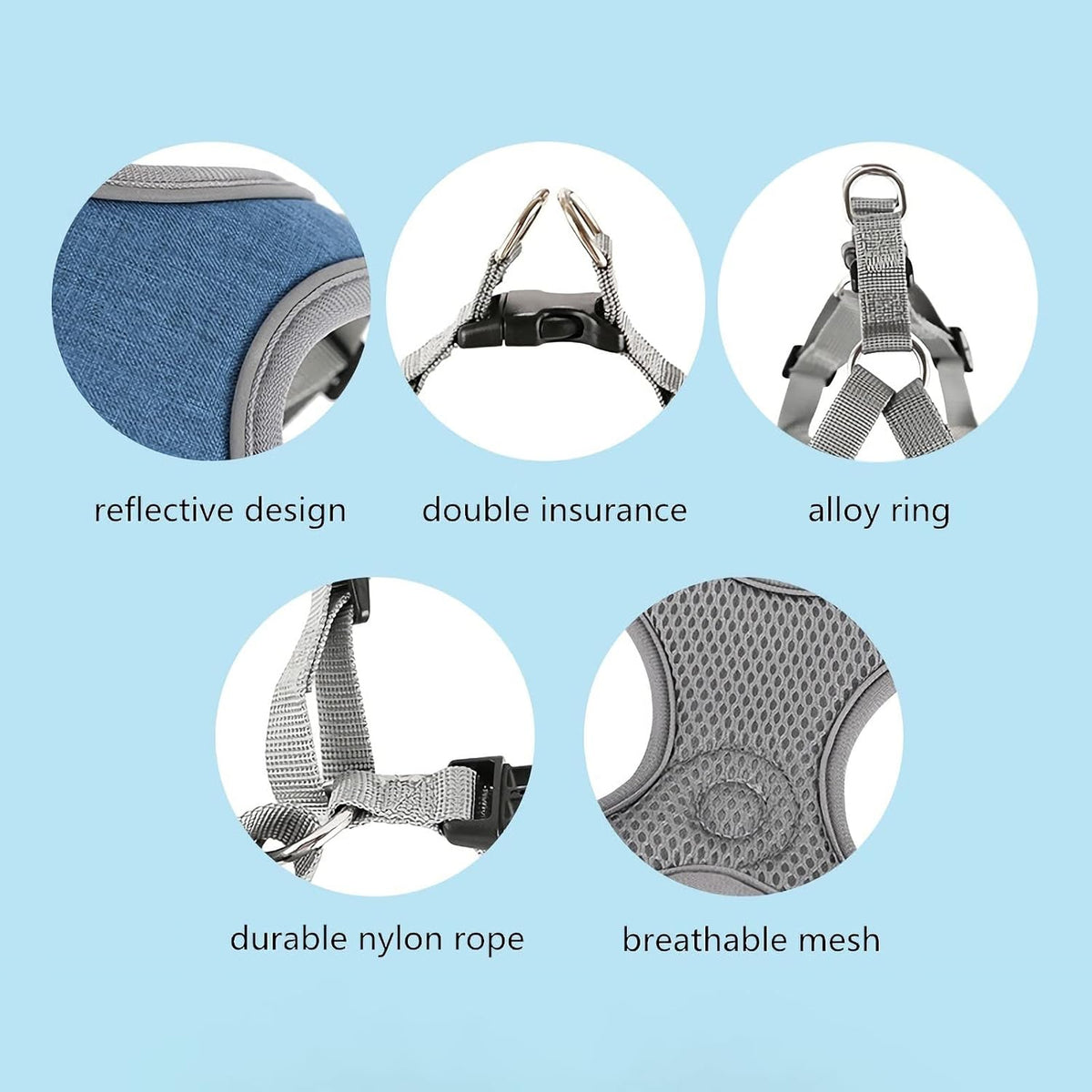 Dog Harness with Leash Set, No Pull Adjustable Step in Pet Vest – Essentials for Dogs - Blue / L - image 2