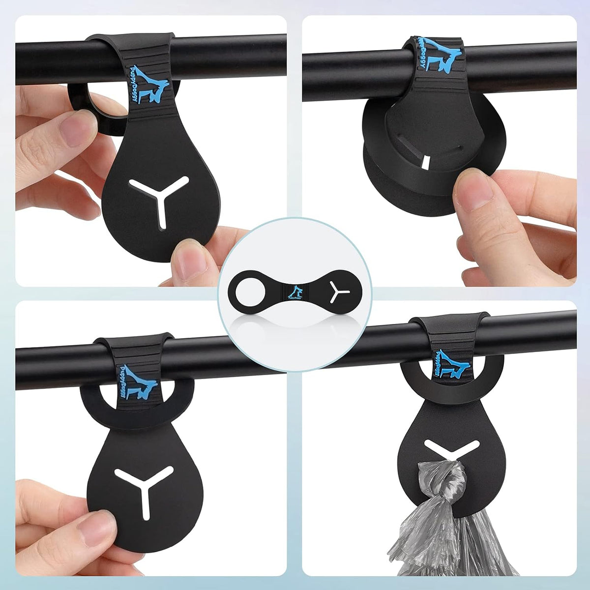 Dog Poop Bag Holder for Leash Waste Bag Carrier Dog Poop Bag - Black + Pink - image 3