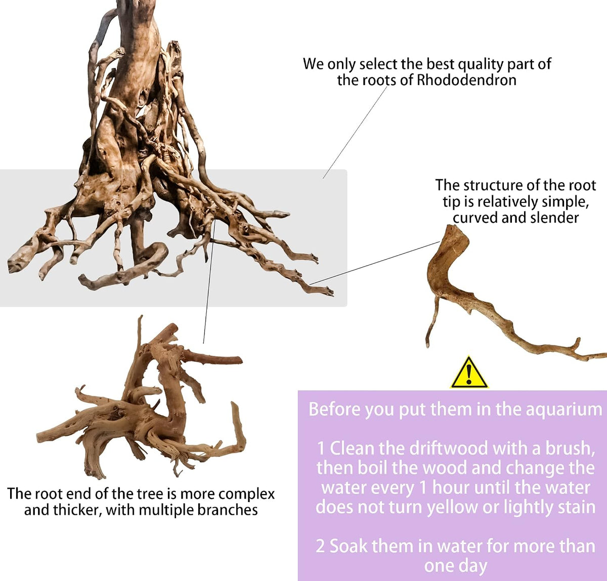 Vmiapxo 8-Pack Natural Driftwood, Sinkable Spider Wood – Essentials for Fish - 4''-6'' - image 3