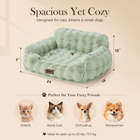 Orthopedic Cat Couch Bed for Indoor Cats - 24.0"L x 18.0"W x 10"Th / Sage Green - image 2
