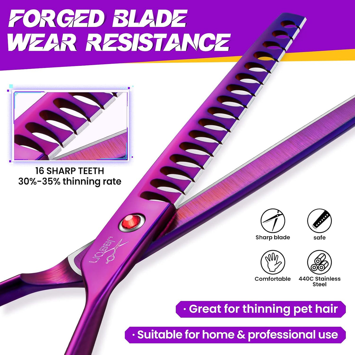 JASON Dog Grooming Thinning Scissors - Purple / 7.03 - image 4