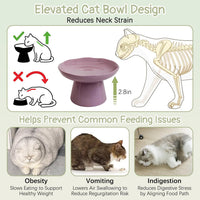 VCEPJH Elevated Cat Bowls 6.1in Wide Shallow Ceramic Raised Food Dish – Essentials for Cats - Purple(Pack of 2) - image 3