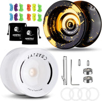 MAGICYOYO N11 Metal Yoyo Professional Responsive & Unresponsive Trick - N11 Black golden+k2 white