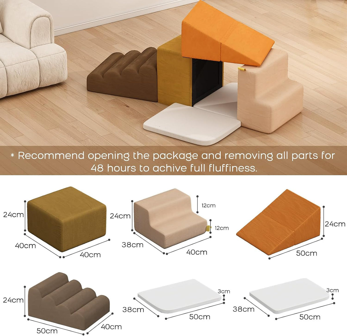 BanaSuper 6-piece foam climbing blocks playset for toddlers with soft fabric covers - view 8