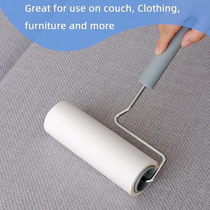 Extra Sticky Large Surface Lint Roller, 6.3'' Giant Lint Roller for Pet Hair, Lint Remover Roller for Cat Hair, Clothes, Furniture (1 Handle + 450 Sheets)