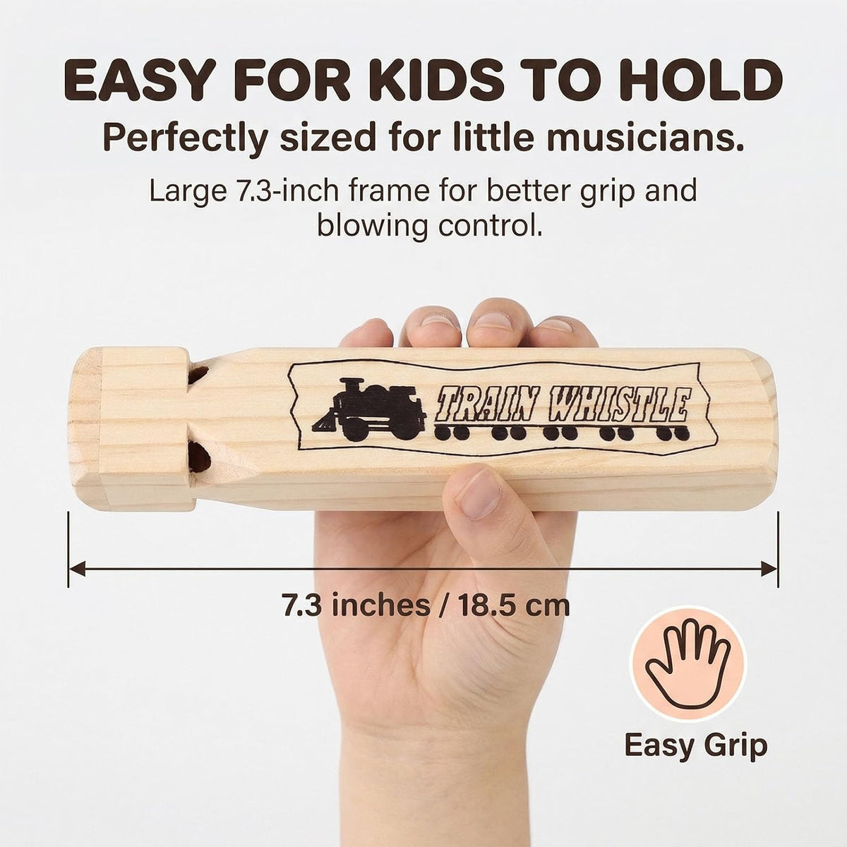LovesTown 2 pack wooden train whistles with 4-tone sound, 7.3 inch - view 2