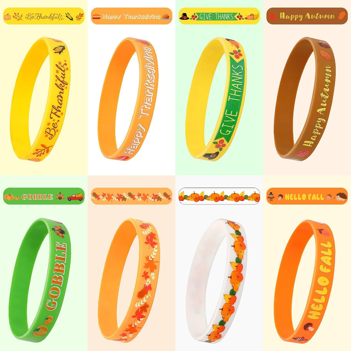 JUNEBRUSHS 24pcs Halloween Silicone Bracelets - Thanksgiving Style - image 3