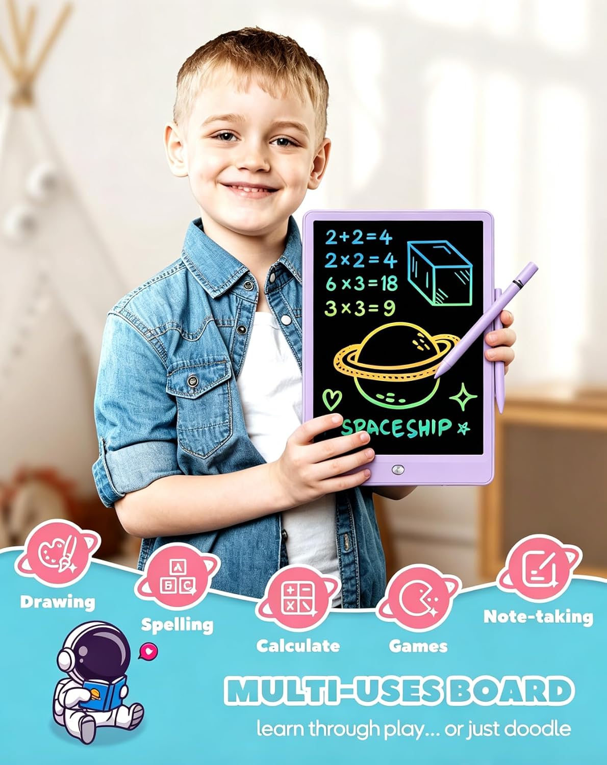 ORSEN LCD Writing Tablet 10 Inch - Purple / 16 inch - image 3