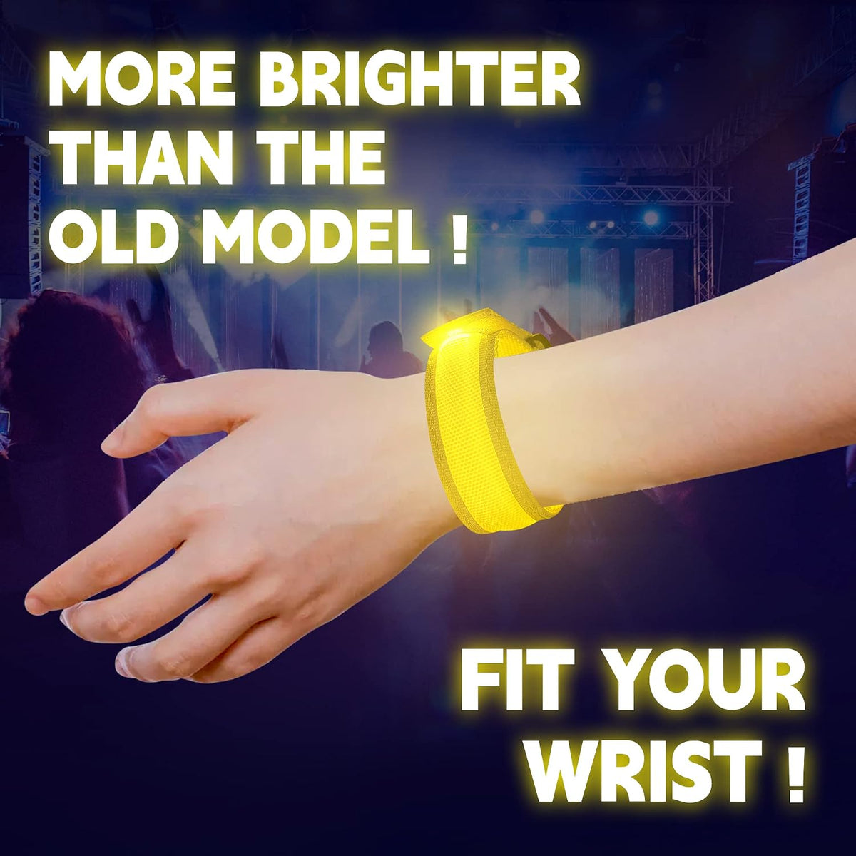KIRALUMI 8 Pack LED Light Up Bracelets, 3 Modes - Yellow - 8 PCS - image 2