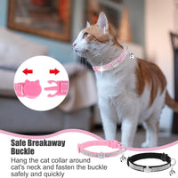 2 Pack Soft Velvet Safe Bling Diamond Cat Collars with Bells – Essentials for Cats - Black + Pink(Crown 2 Pack) / 9"-12" Cats / Mini Dogs - image 4