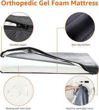 Amazon Basics Dog Bed with Cooling Gel Memory Foam, Pressure-Relief Support for Dogs up to 120lbs, Non-Slip Bottom, Machine Washable Cover, Giant Sized (50" x 34"), Grey