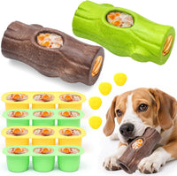 Durable Dog Puzzle Toy for Medium/Large Dogs – Essentials for Dogs - Green & Brown / Tree stump 2 Pack