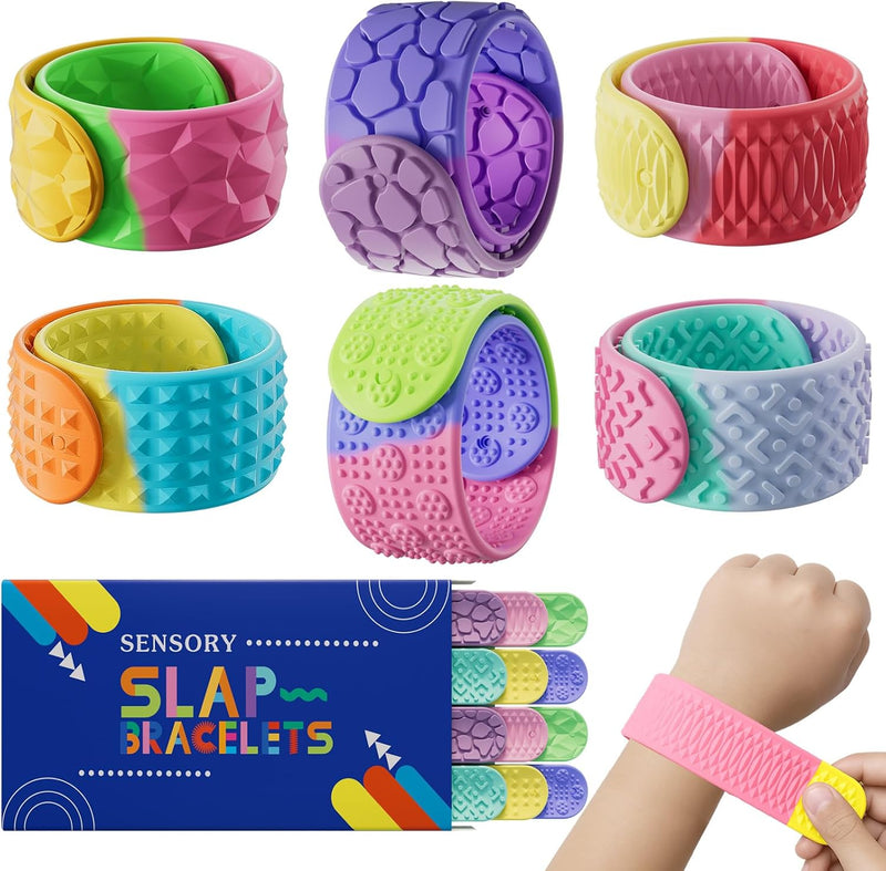 Sensory Slap Bracelets for Kids Teens - Rainbow-12pcs