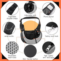 YUDODO Pet Sling Carrier for Small Dogs & Cats – Hands-Free Puppy Carrier with Safety Hook, Large Zipper Pocket, Soft Breathable Mesh, Adjustable Strap & Reflective Strip (Gray 3.0 M)